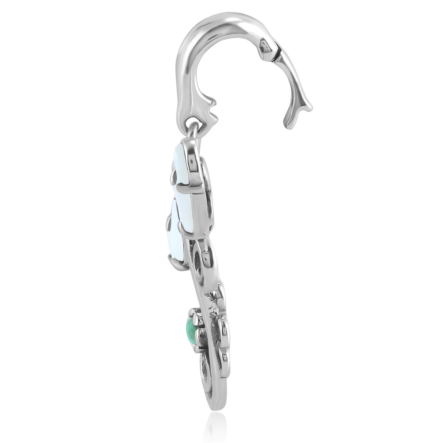 Sterling Silver White Mother of Pearl and Variscite Fritz Casuse Dragonfly Pendant Enhancer