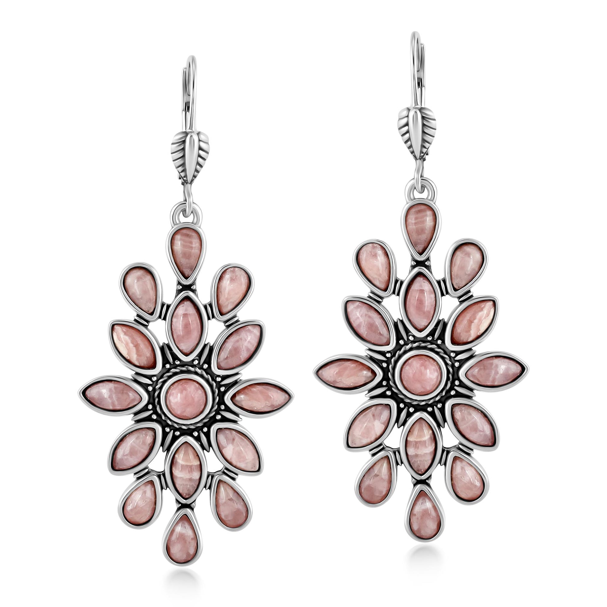 EXCLUSIVELY OURS! Sterling Silver Rhodochrosite Cluster Dangle Earrings