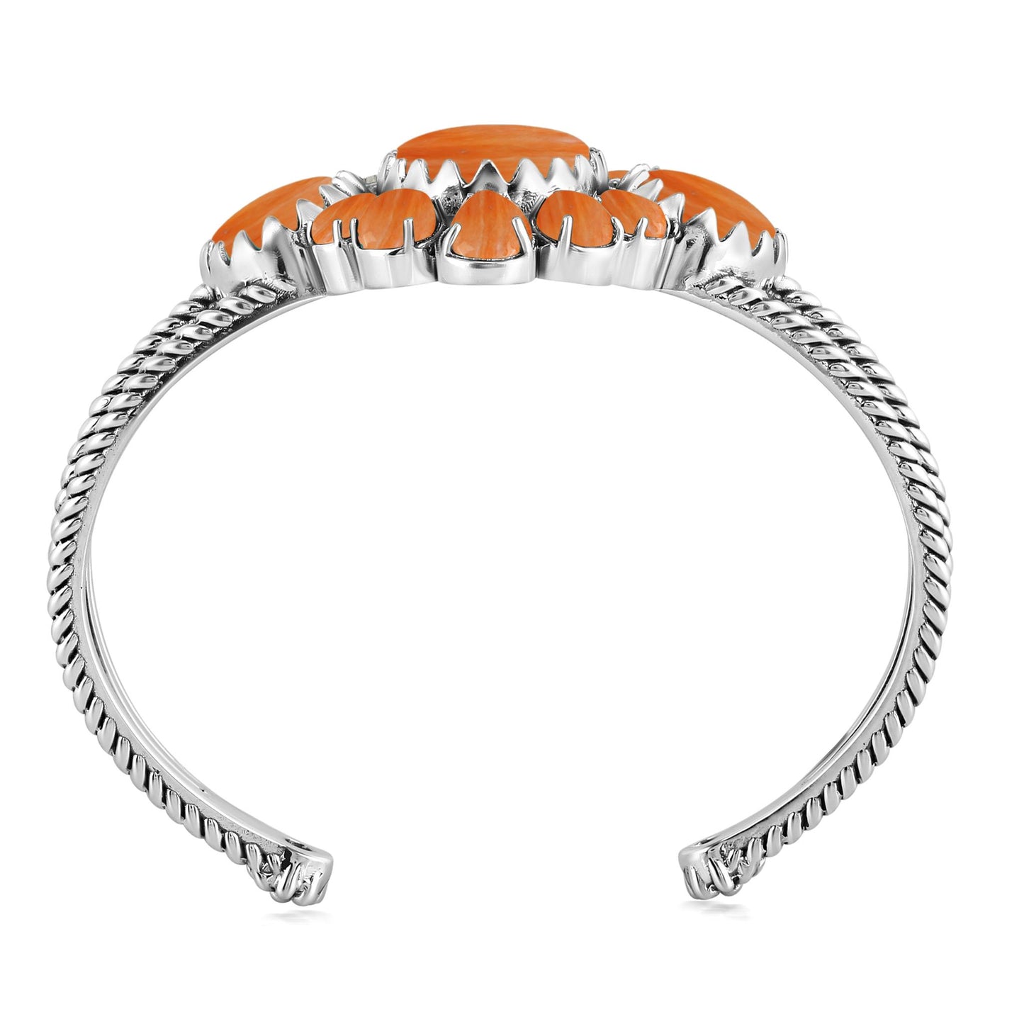 EXCLUSIVELY OURS! Sterling Silver Oval and Pear Orange Spiny Oyster Cuff Bracelet