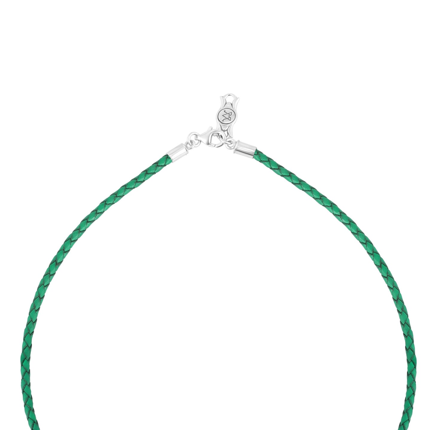 Sterling Silver Malachite Green Leather Squash Blossom Necklace