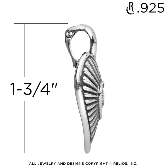Sterling Silver Heart Ribbed Pendant Enhancer