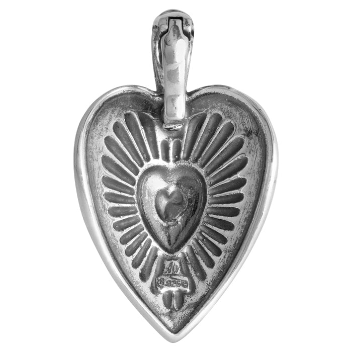 Sterling Silver Heart Ribbed Pendant Enhancer
