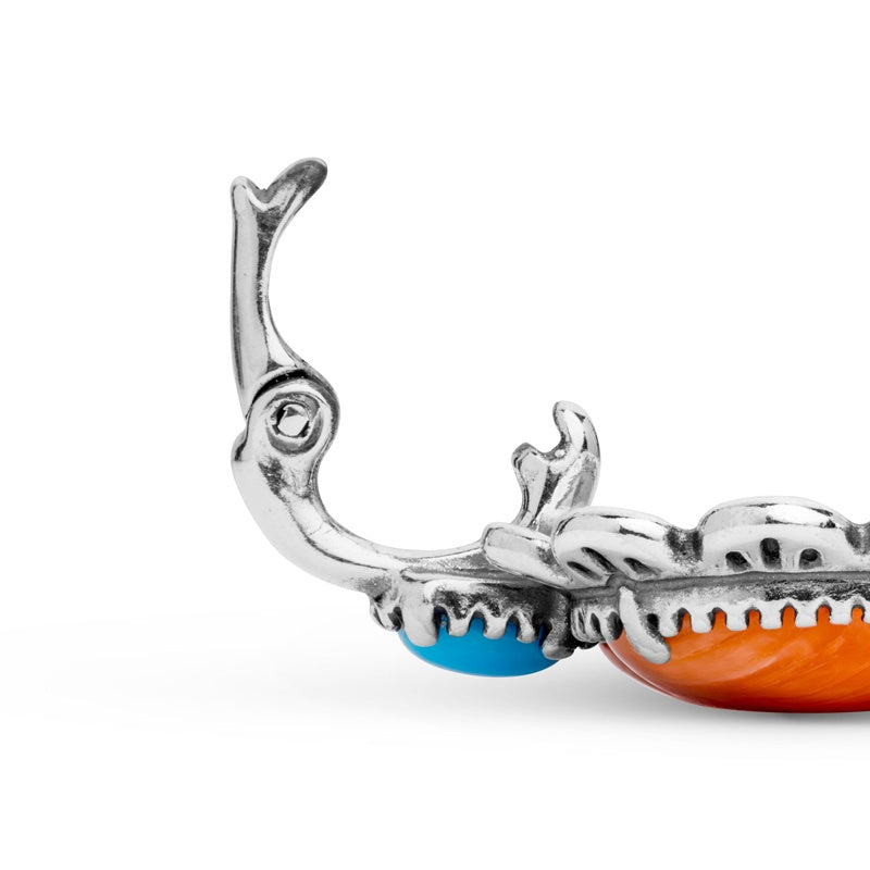 Sterling Silver Orange Spiny Oyster and Sleeping Beauty Turquoise Heart Pendant Enhancer