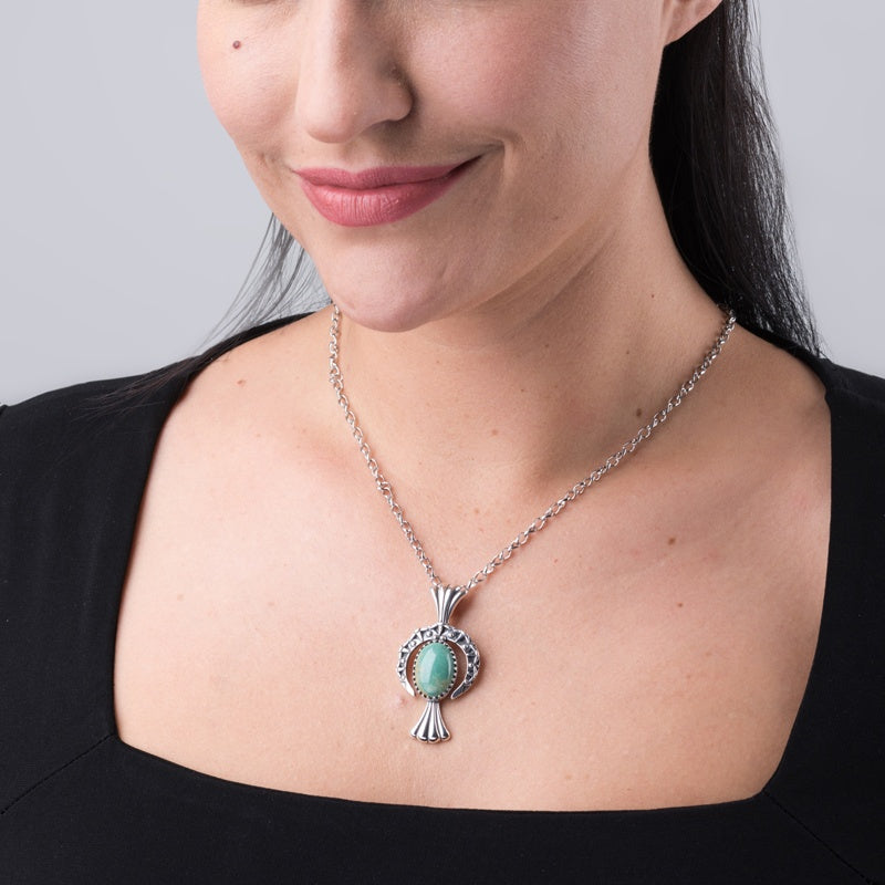 Sterling Silver Green Turquoise Fritz Casuse Naja Crescent Moon Pendant Enhancer