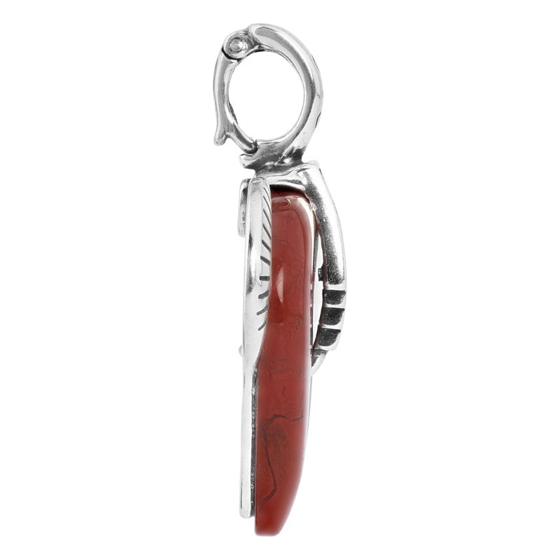 Sterling Silver Red Jasper Gemstone Spirit Horse Pendant Enhancer