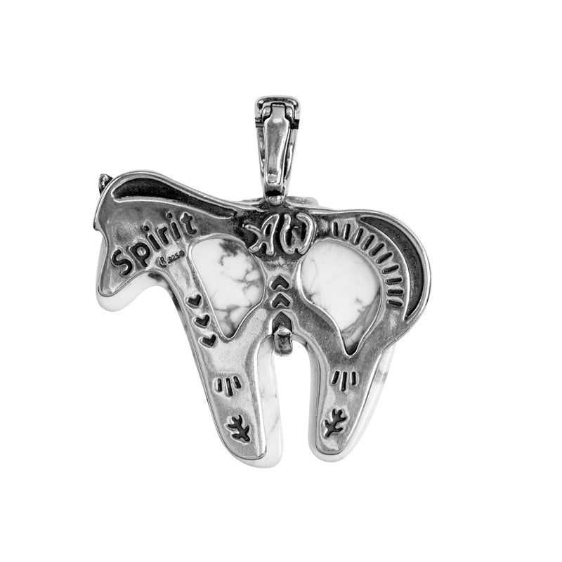 Sterling Silver White Howlite Spirit Horse Pendant Enhancer