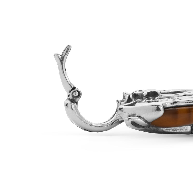 Sterling Silver Tiger's Eye Gemstone Large Spirit Horse Pendant Enhancer