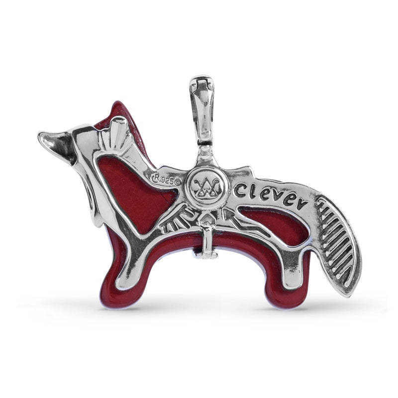 Sterling Silver Red Jasper Gemstone Fox Pendant Enhancer