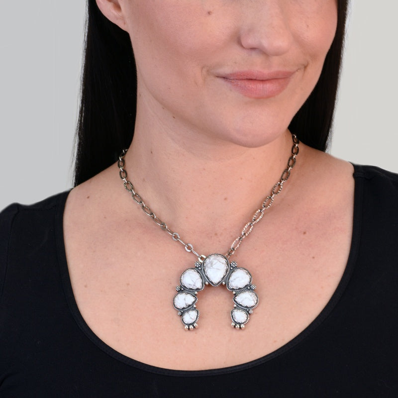 Sterling Silver White Howlite Large Naja Pendant Enhancer