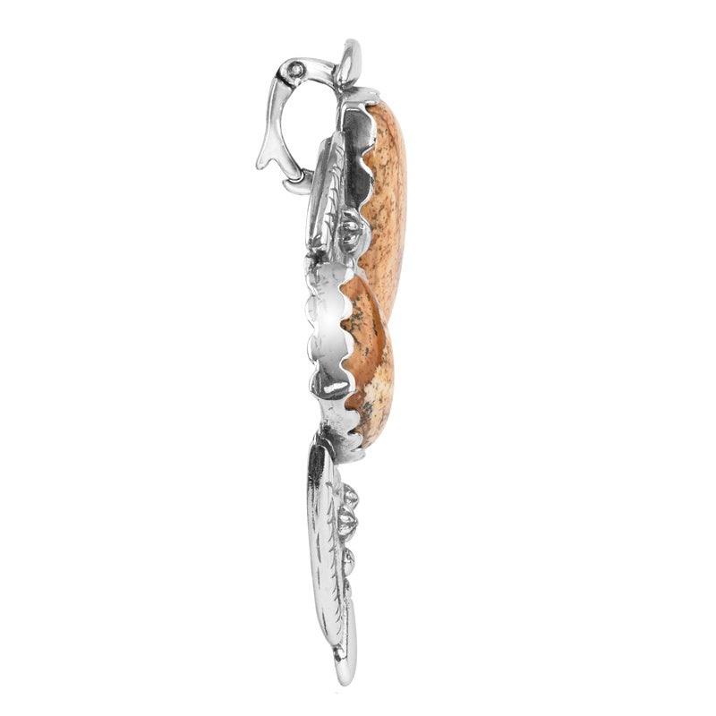 Sterling Silver Picture Jasper Arrowhead Naja Pendant Enhancer