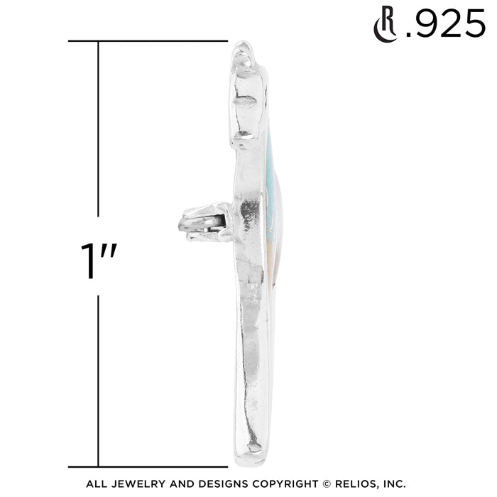 Sterling Silver Turquoise, Yellow and Red Jasper Gemstone Inlay Symbol Horse Pin