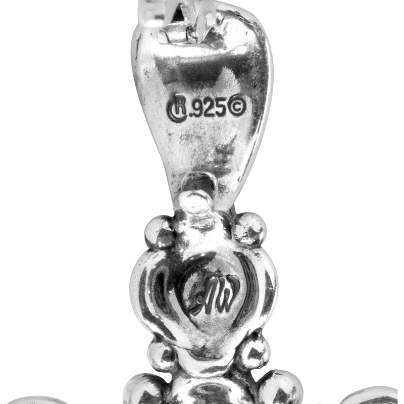 Sterling Silver Sleeping Beauty Turquoise Cross Pendant Enhancer