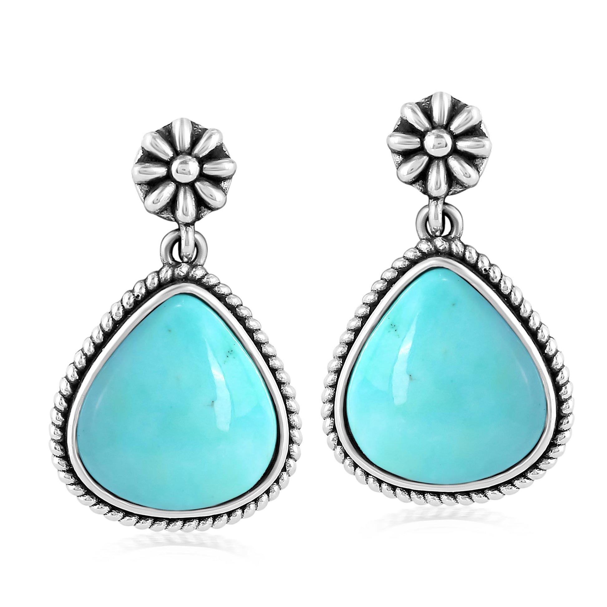 EXCLUSIVELY OURS! Sterling Silver Kingman Turquoise Trillion Cut Post Earrings