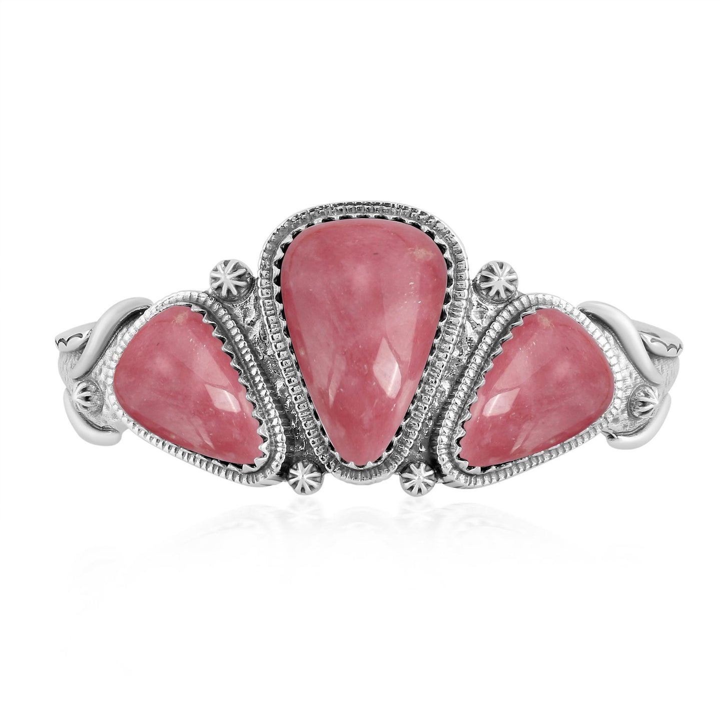 EXCLUSIVELY OURS! Sterling Silver Rhodonite 3-Stone Triangle Cuff