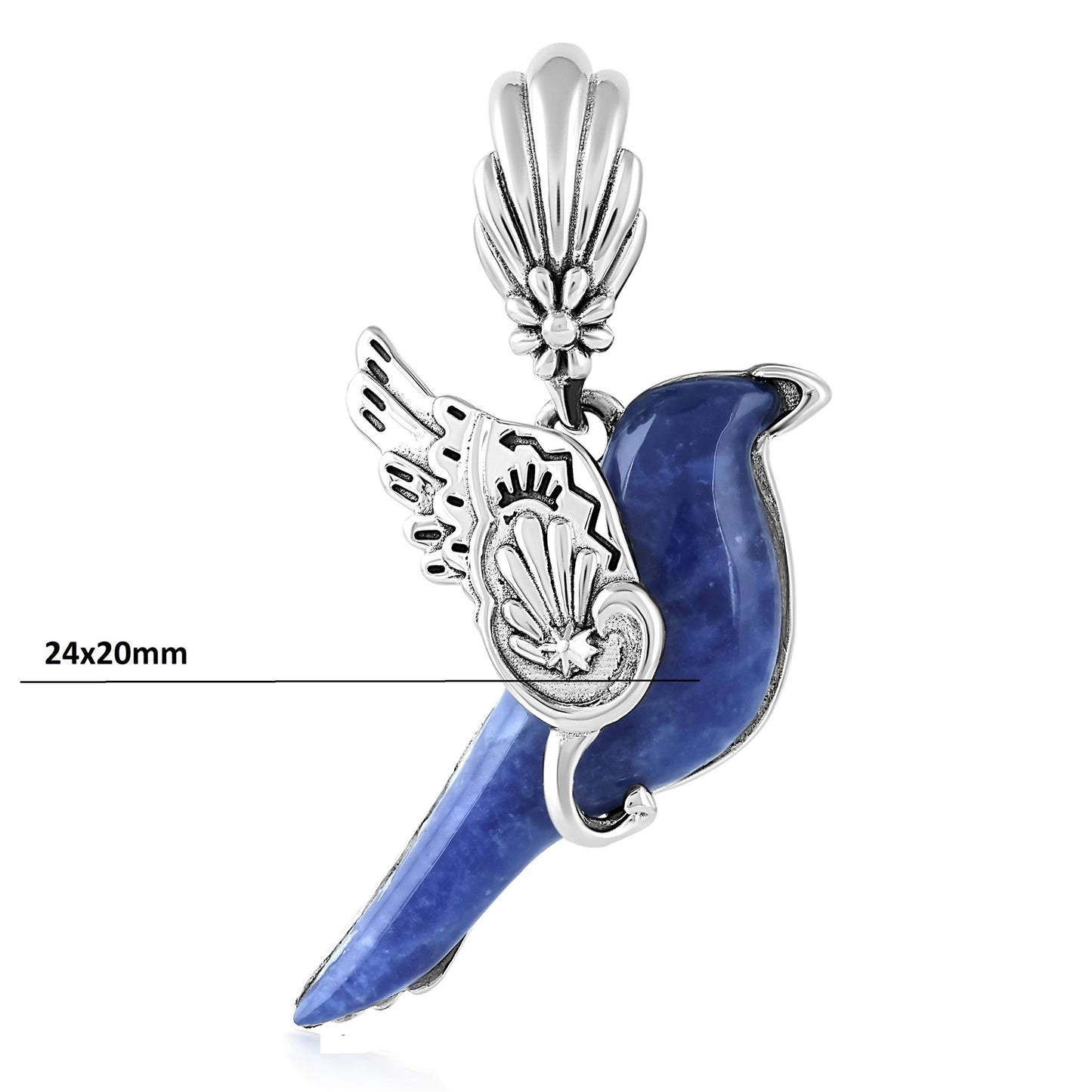 Sterling Silver Sodalite Bird Pendant Enhancer