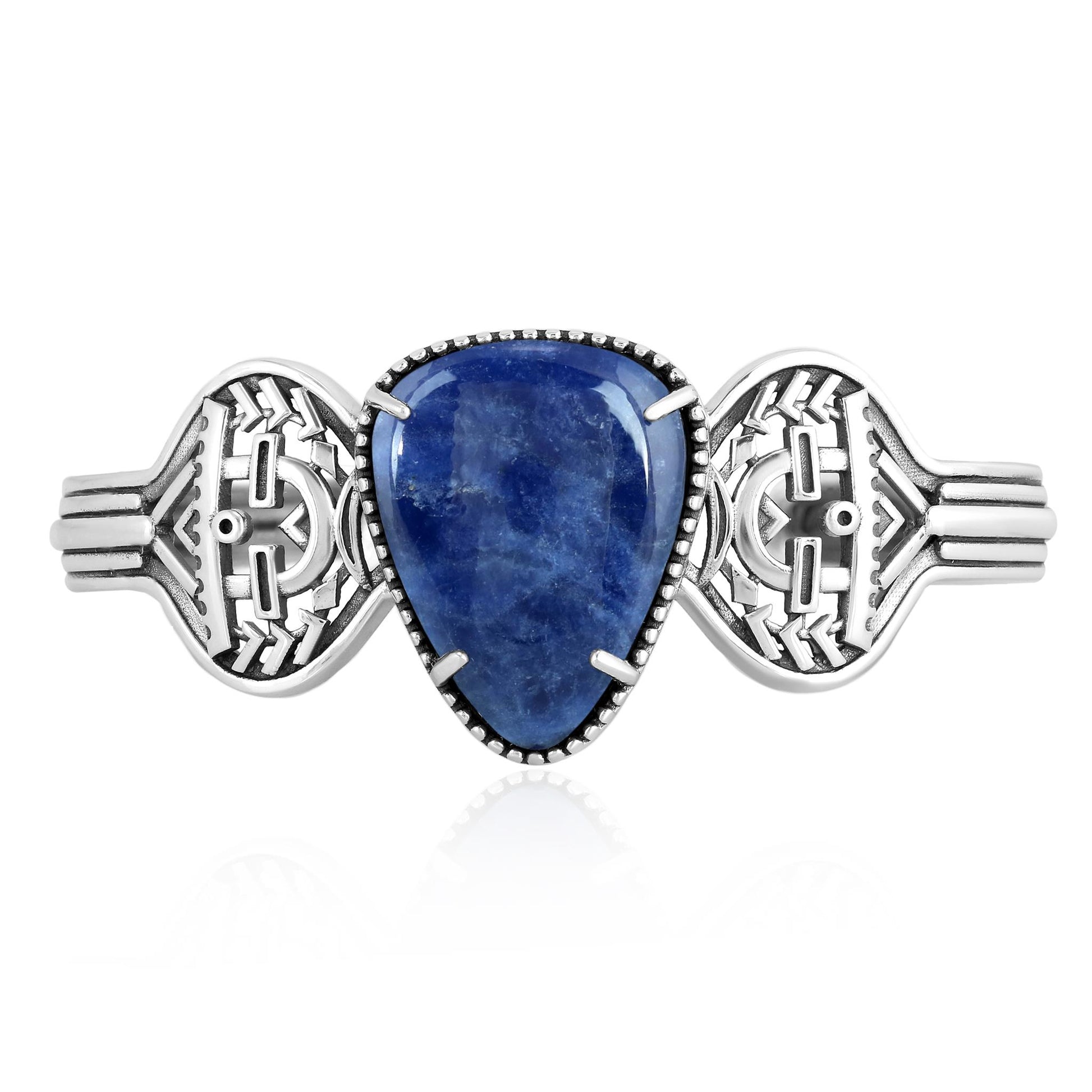 Sterling Silver Sodalite Cuff Yeibichai Triangle Bracelet