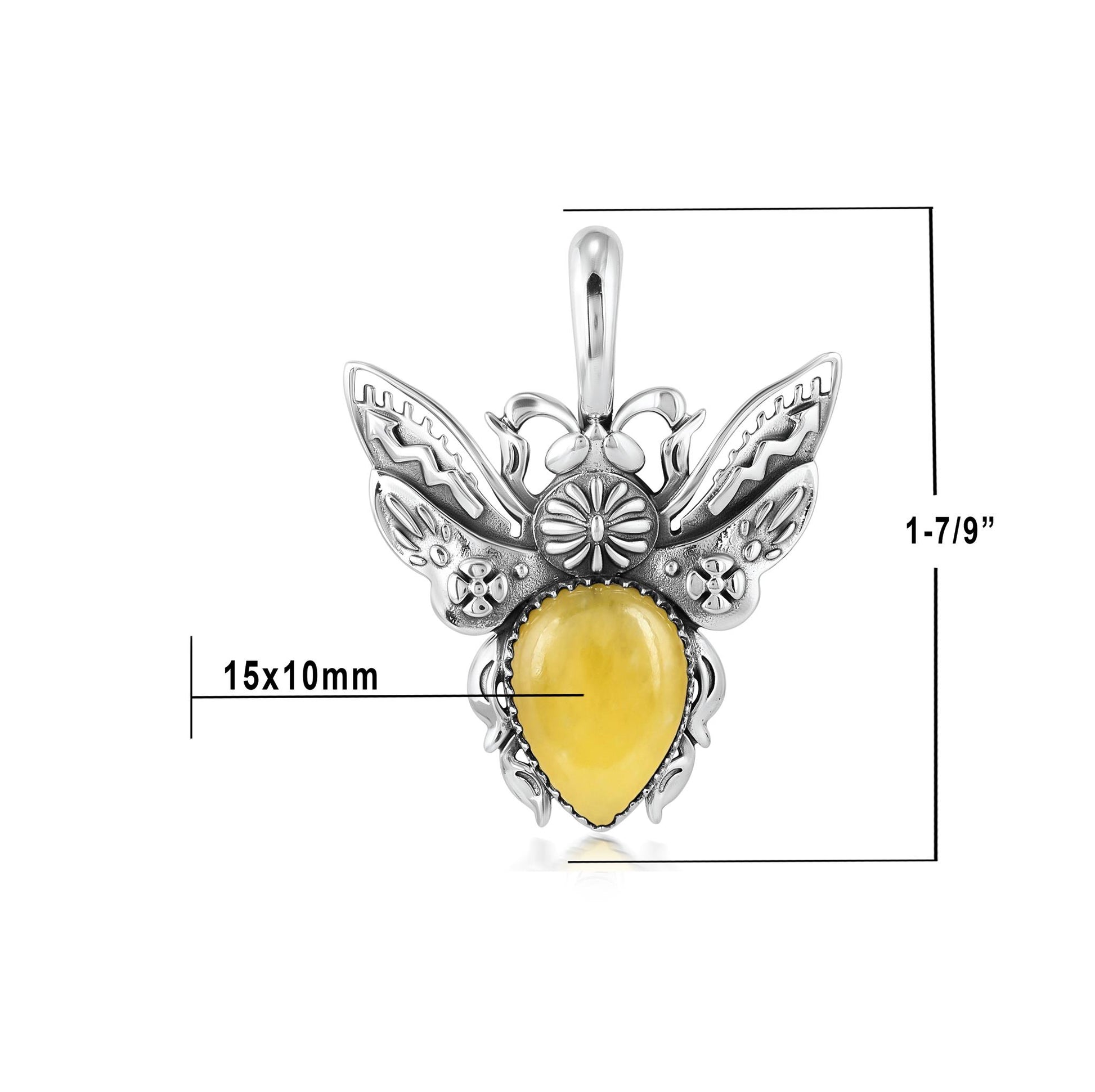Sterling Silver Yellow Jasper Bumblebee Pendant Enhancer