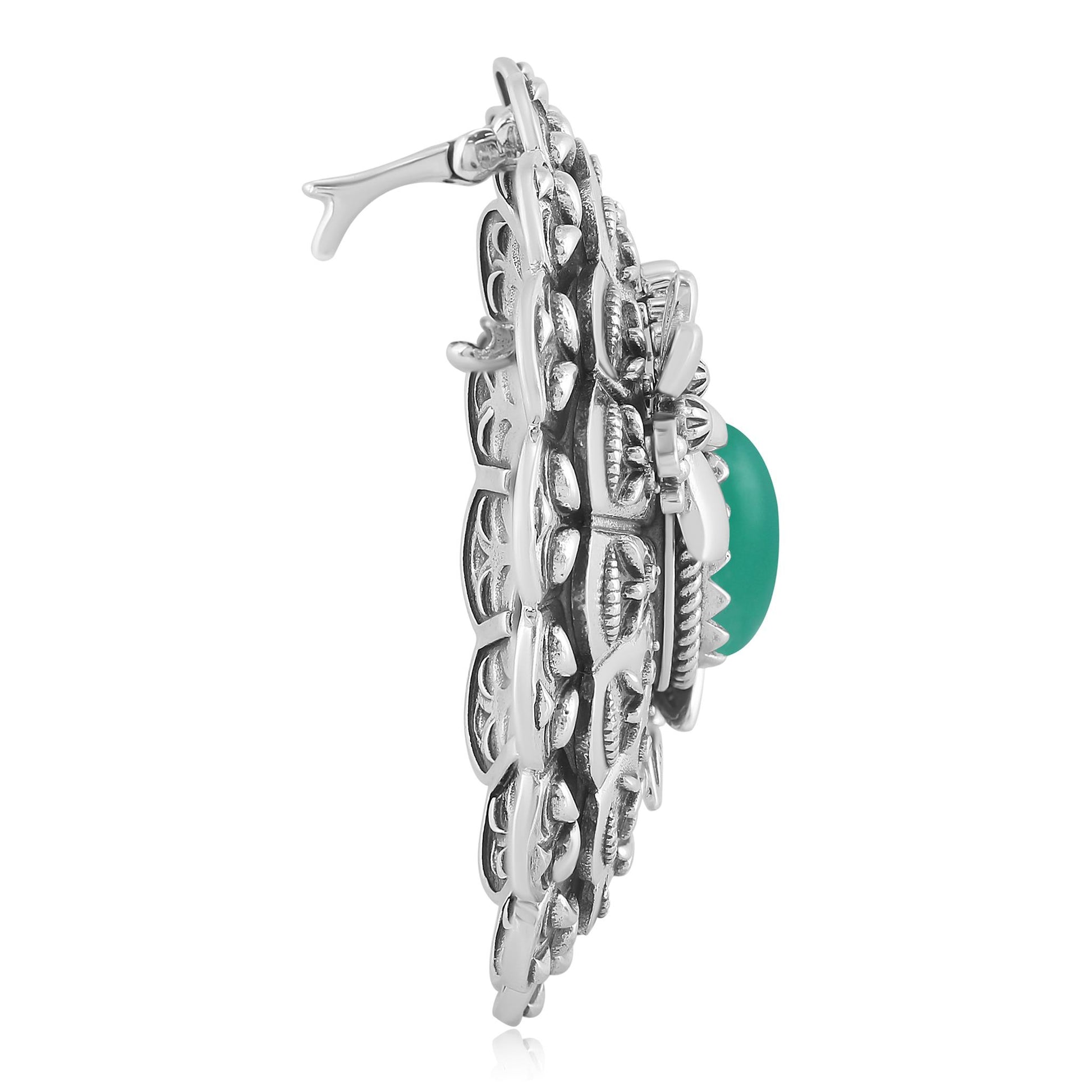 Sterling Silver Chrysoprase Butterfly and Dragonfly Pendant Enhancer