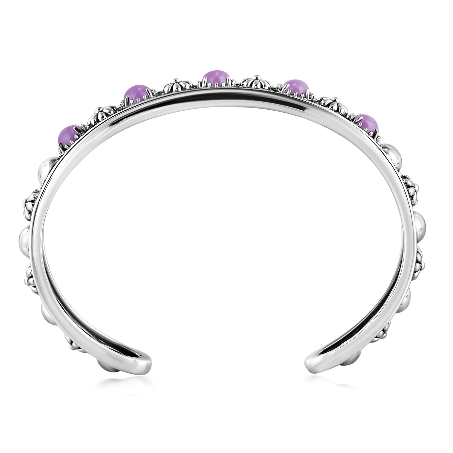 Sterling Silver Phosphosiderite Concha Flower Narrow Cuff Bracelet