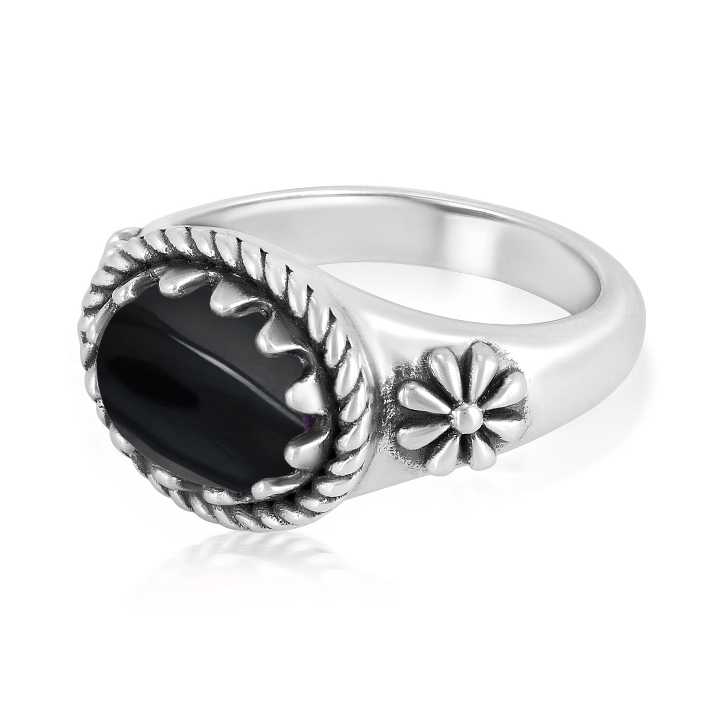 Sterling Silver Black Onyx East West Ring