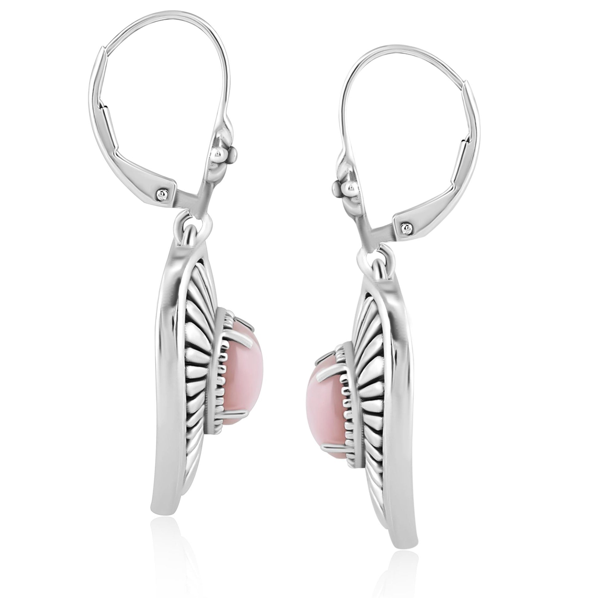 EXCLUSIVELY OURS! Sterling Silver Pink Opal Bold Heart Earrings