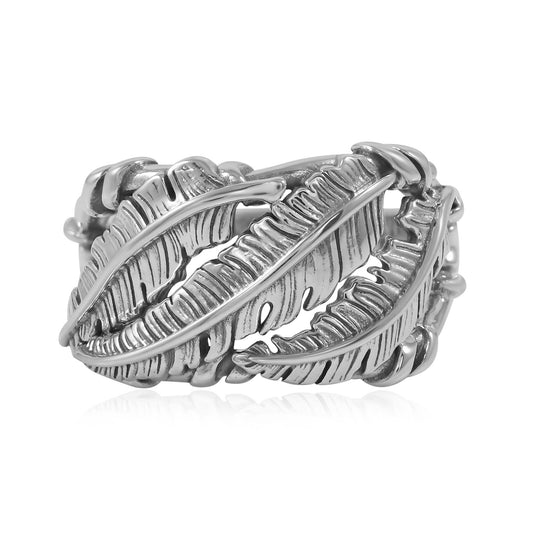 Sterling Silver 3-Feather Ring