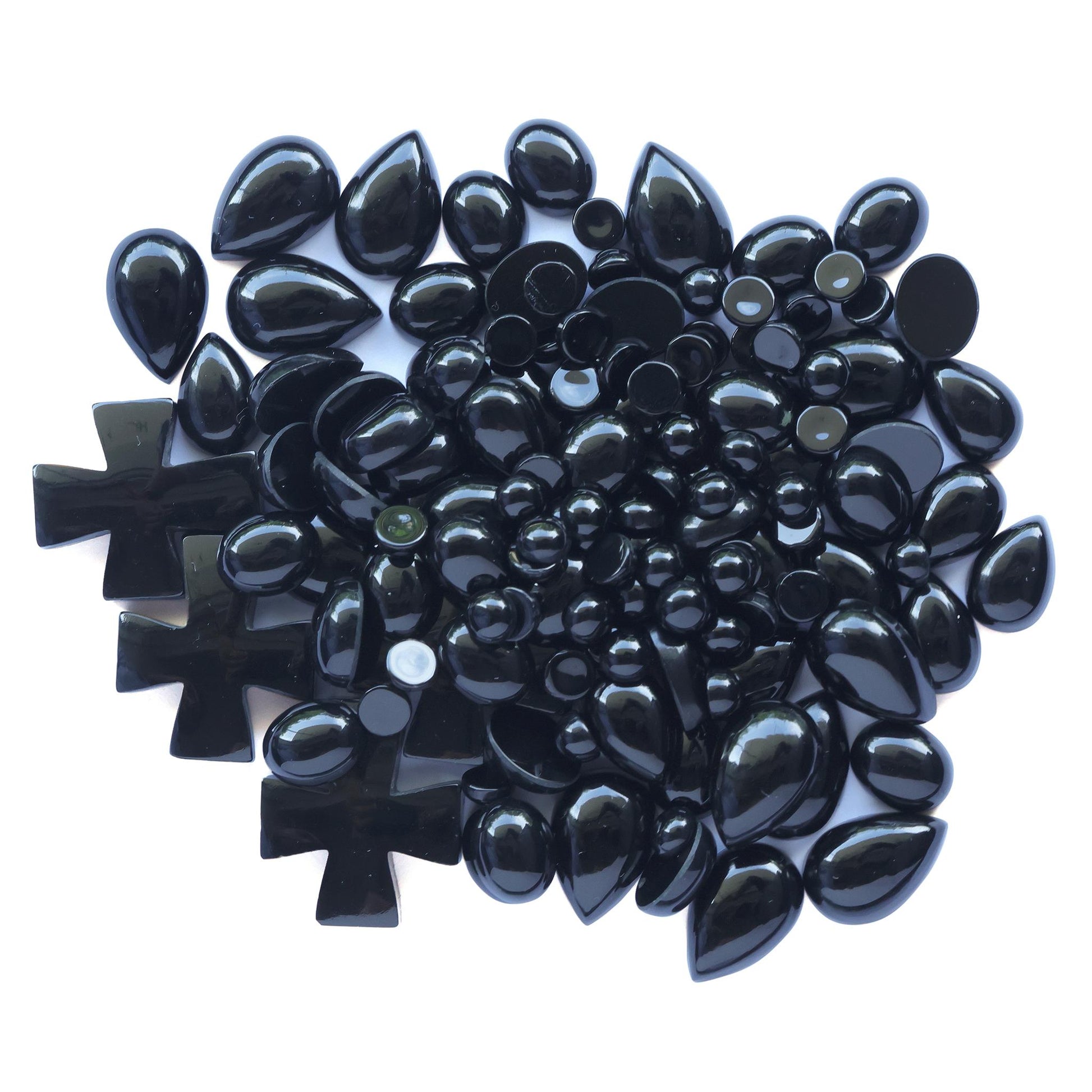 Sterling Silver Black Onyx and White Mother of Pearl Flower Cluster Earrings