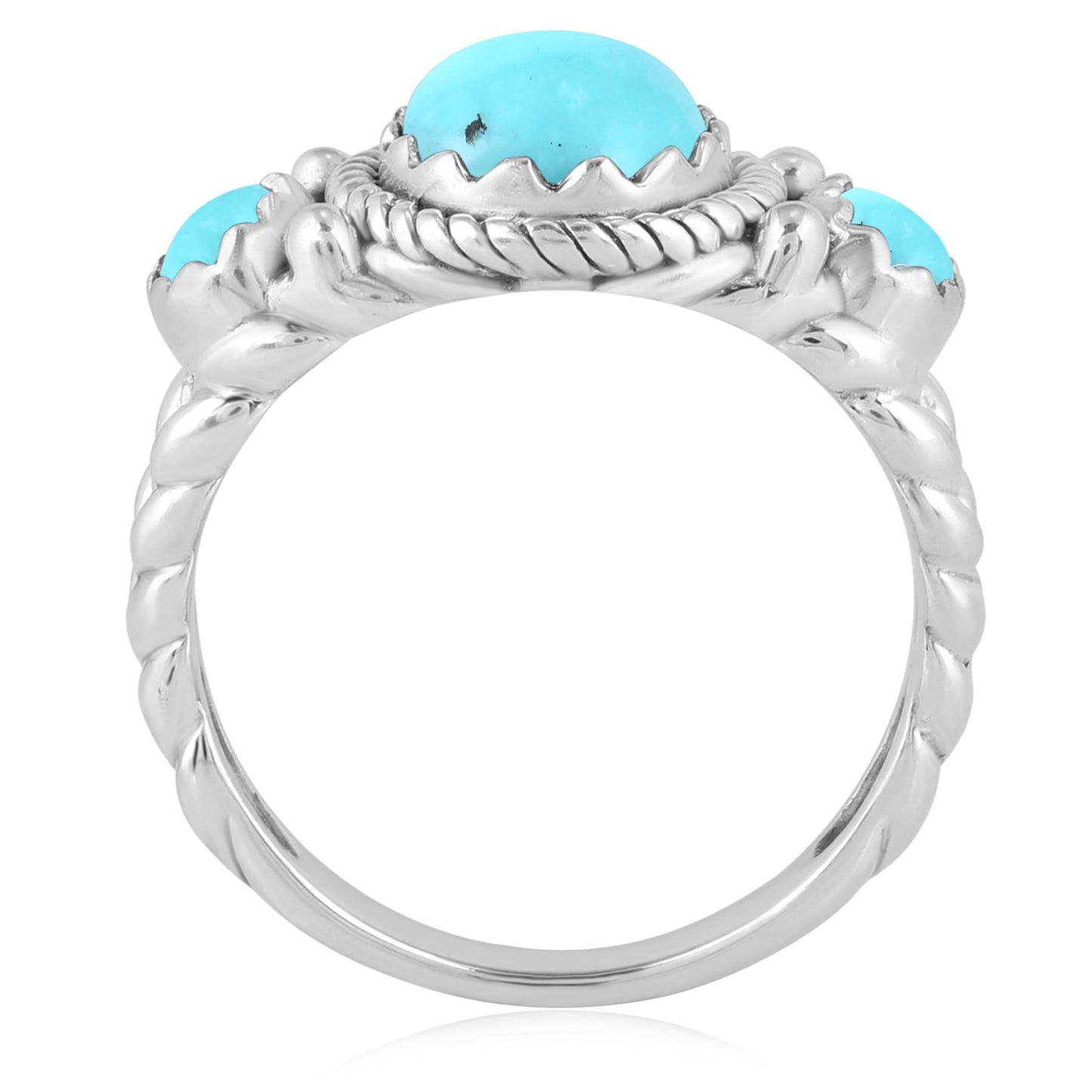 Sterling Silver Kingman Turquoise 3-Stone Ring