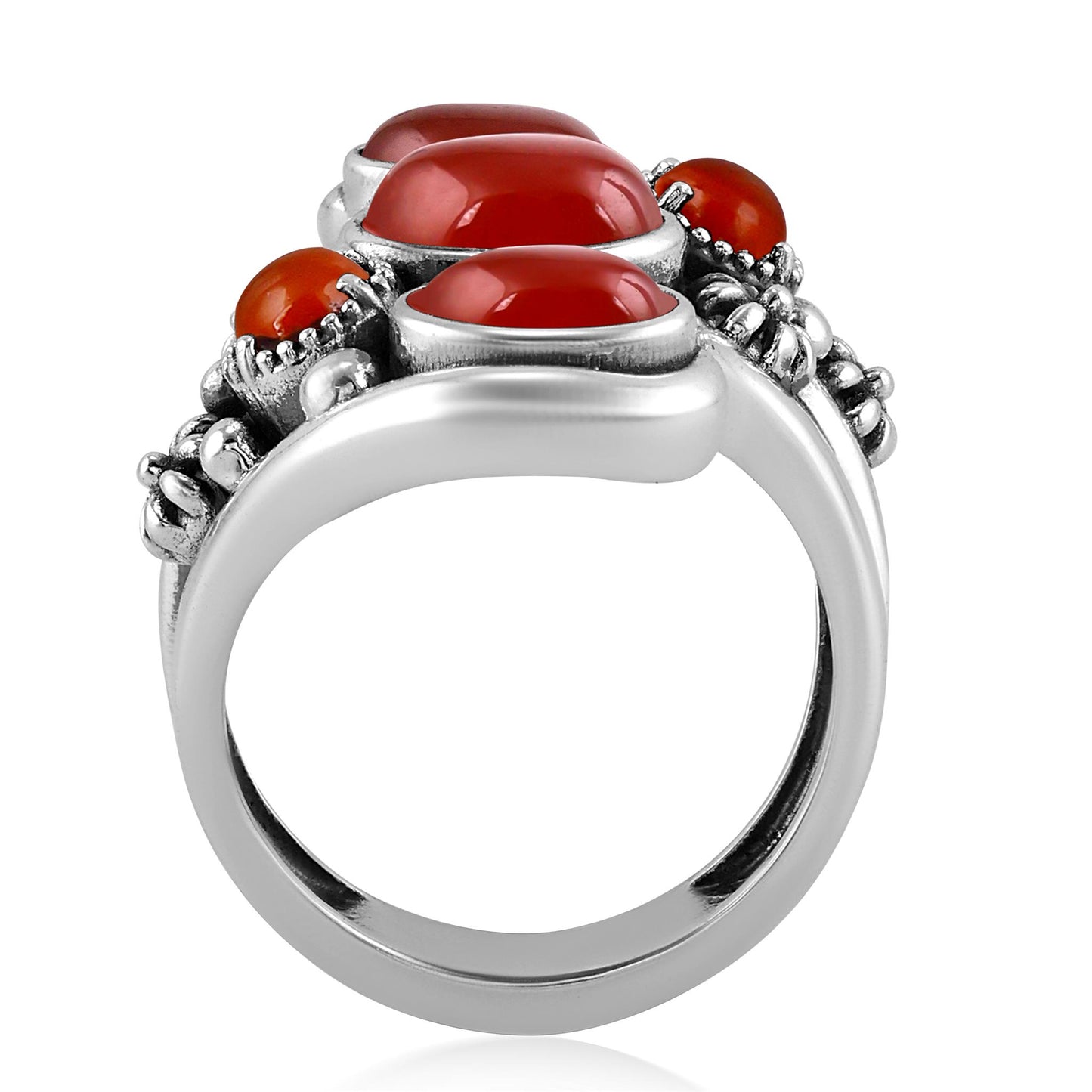 Sterling Silver Red Onyx Freeform Bypass Ring