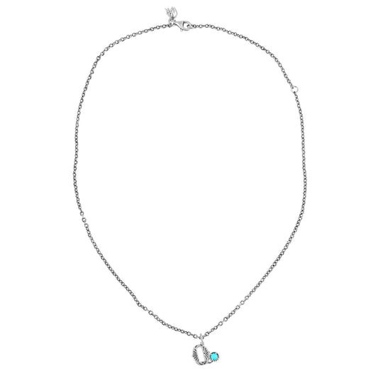 Sterling Silver Sleeping Beauty Turquoise Initial "Q" Pendant and Chain Necklace, 17 to 20 Inches