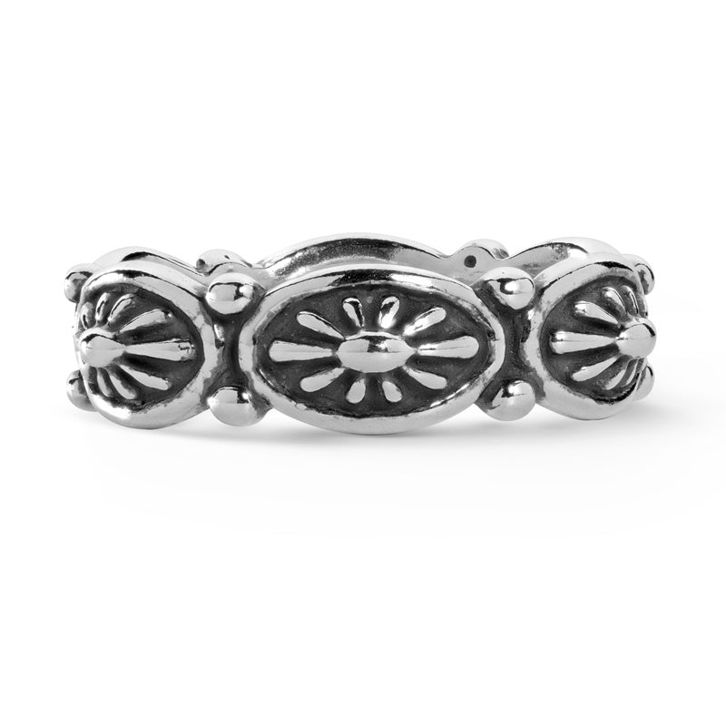 Sterling Silver Concha Design Band Ring, Sizes 5 to 10