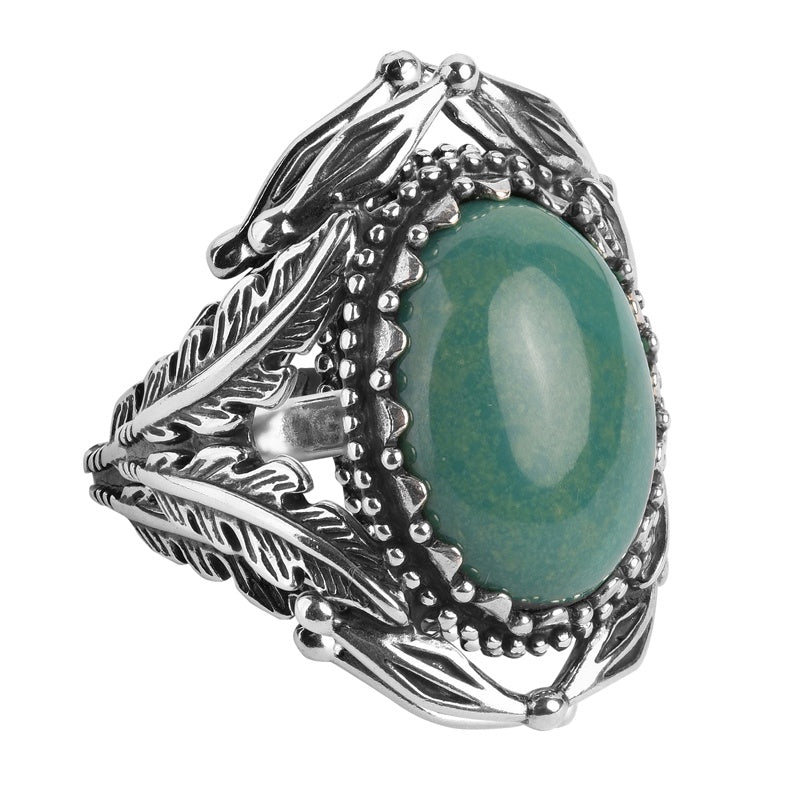 Sterling Silver Green Turquoise Gemstone Statement Ring Sizes 5 to 10