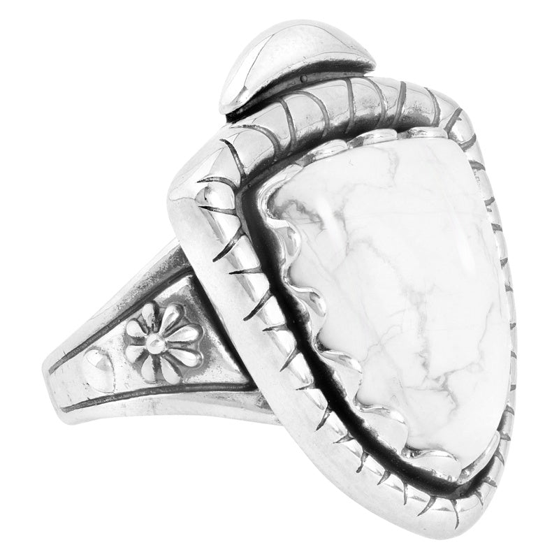 Sterling Silver White Howlite Arrowhead Ring Sizes 5 to 10