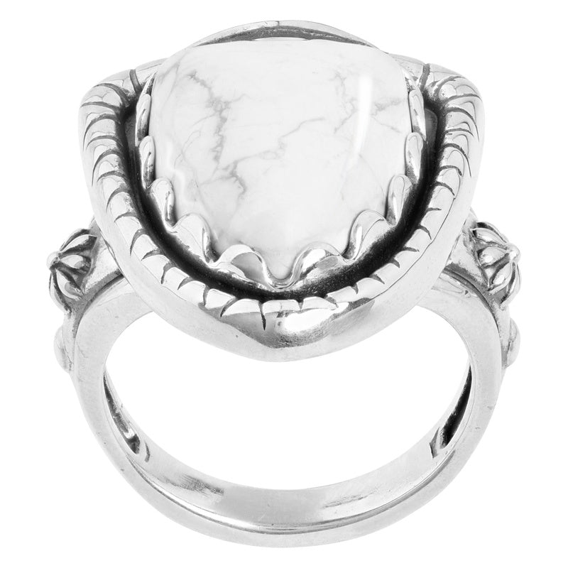 Sterling Silver White Howlite Arrowhead Ring Sizes 5 to 10