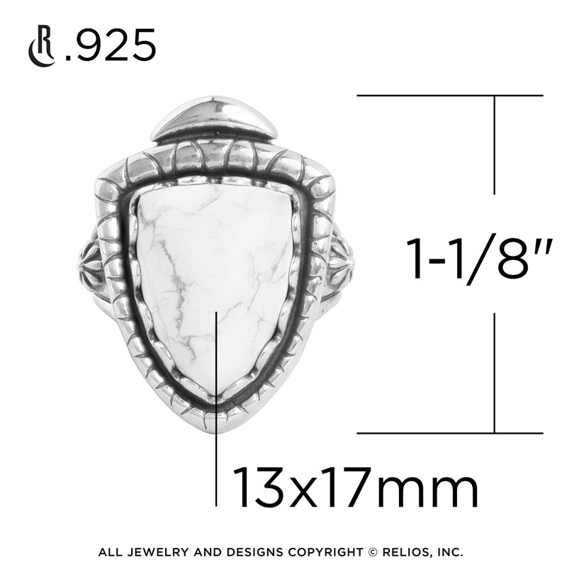 Sterling Silver White Howlite Arrowhead Ring Sizes 5 to 10