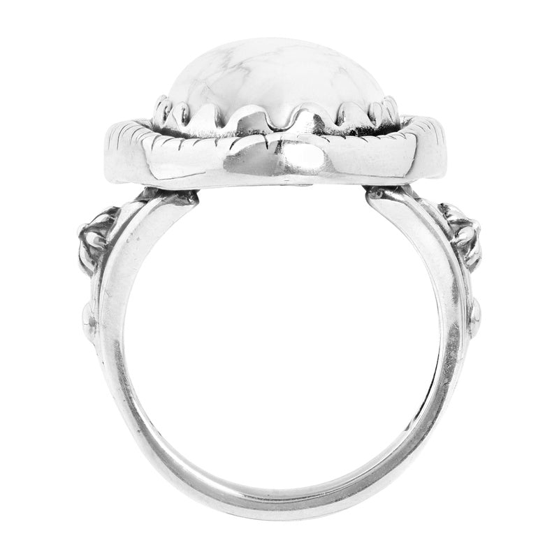 Sterling Silver White Howlite Arrowhead Ring Sizes 5 to 10