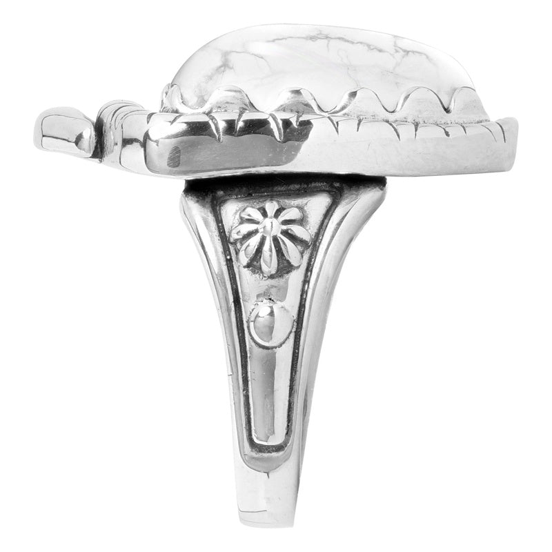Sterling Silver White Howlite Arrowhead Ring Sizes 5 to 10