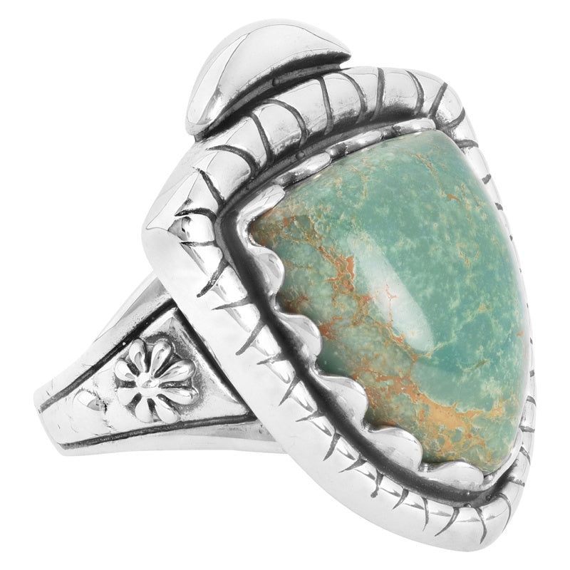 Sterling Silver Green Turquoise Arrowhead Ring Sizes 5 to 10