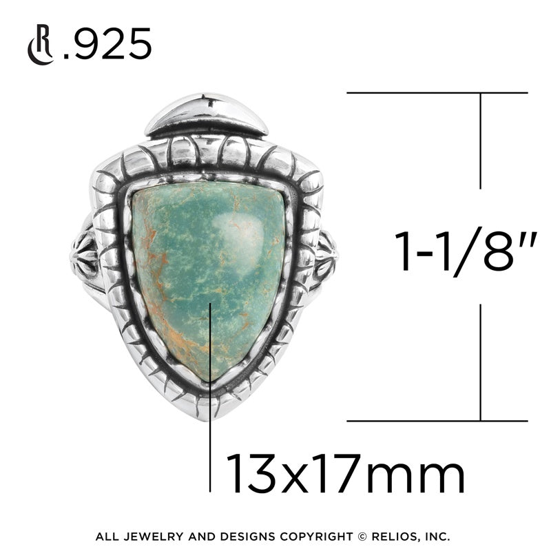 Sterling Silver Green Turquoise Arrowhead Ring Sizes 5 to 10