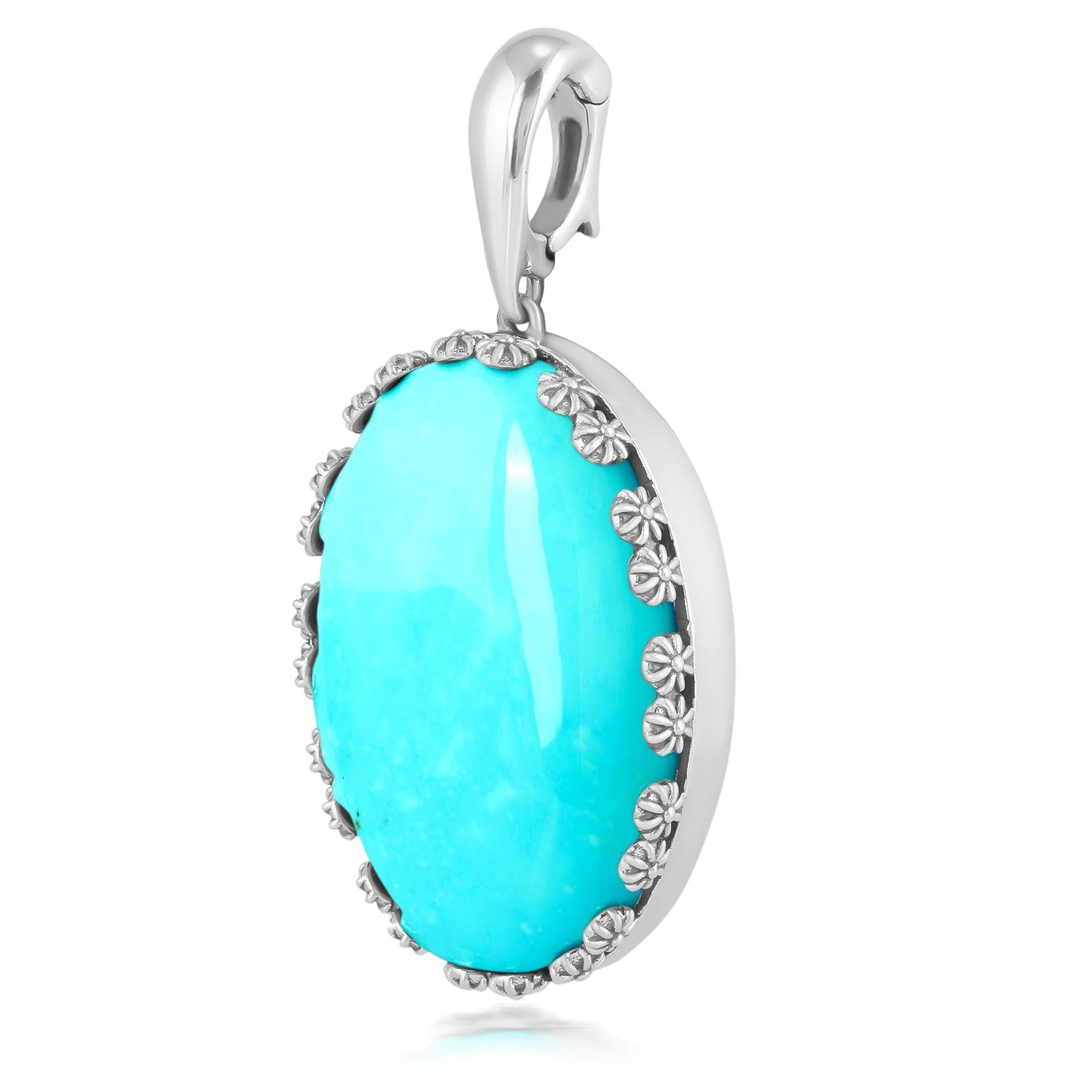 EXCLUSIVELY OURS! Sterling Silver Kingman Turquoise Oval Pendant Enhancer