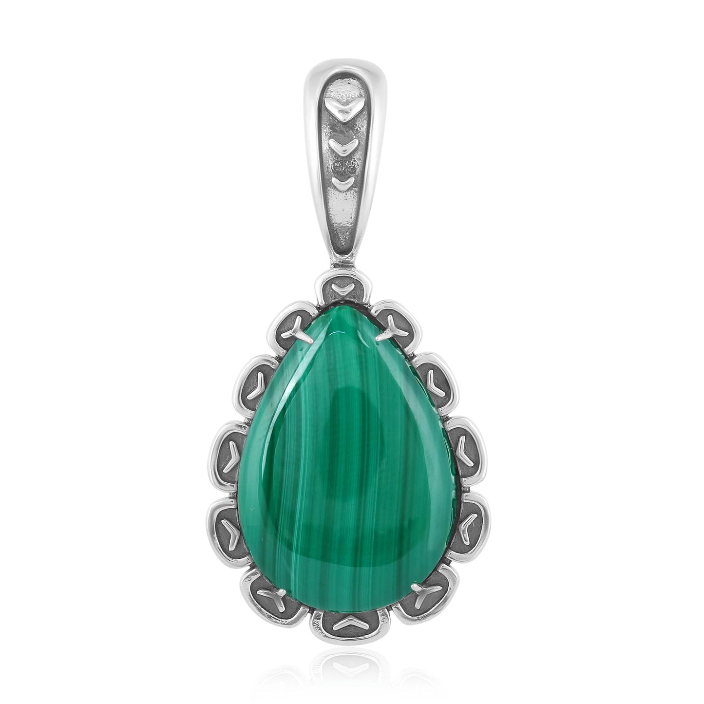 Sterling Silver Malachite Teardrop Pendant Enhancer