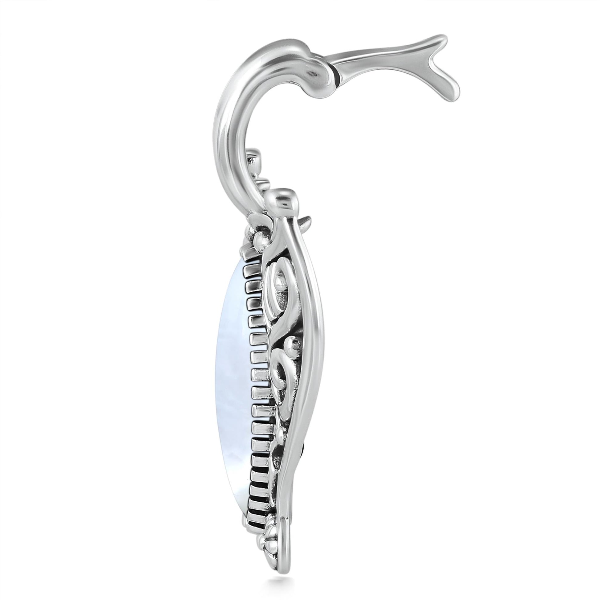 Sterling Silver White Mother of Pearl Butterfly Pendant Enhancer