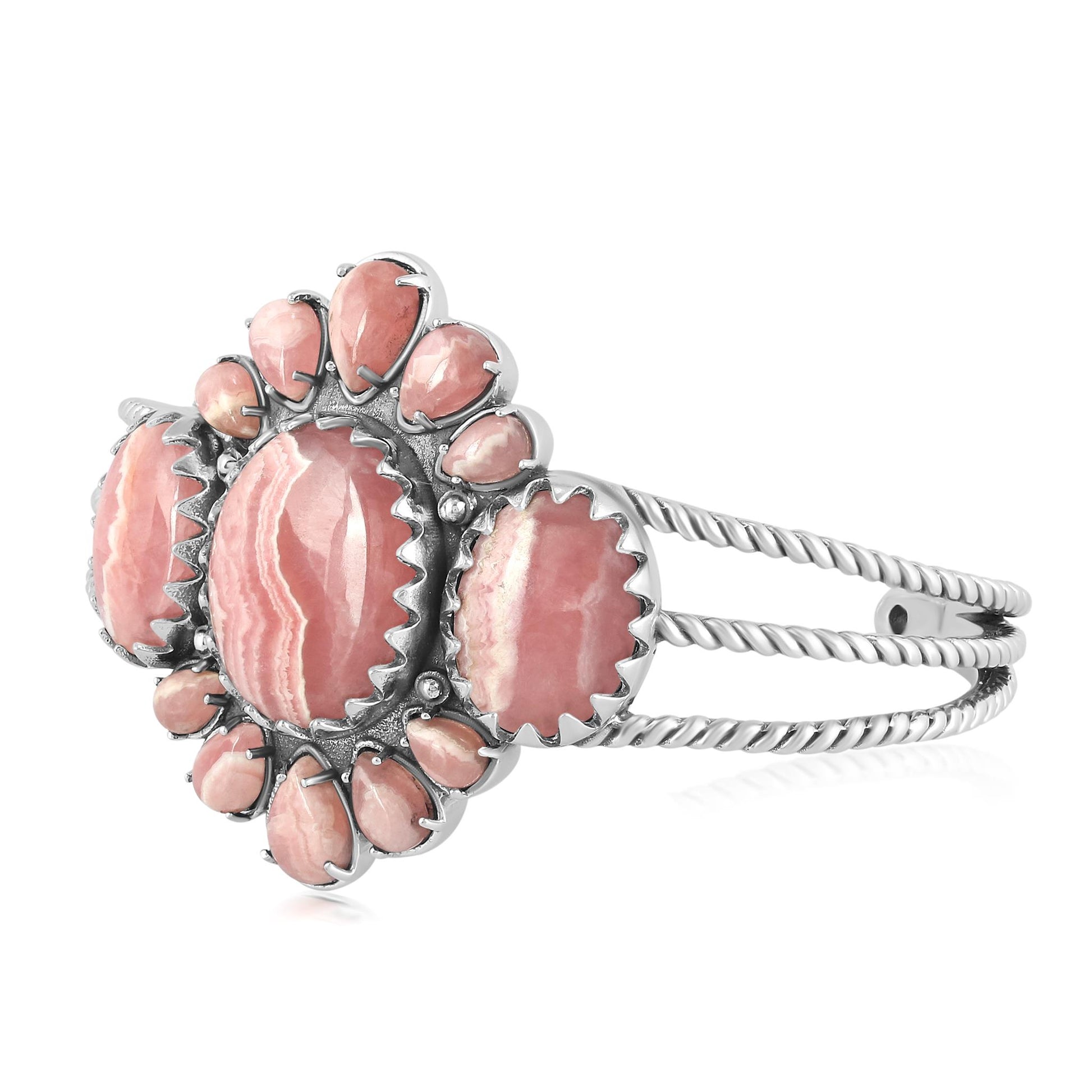 EXCLUSIVELY OURS! Sterling Silver Oval and Pear Rhodochrosite Cuff Bracelet