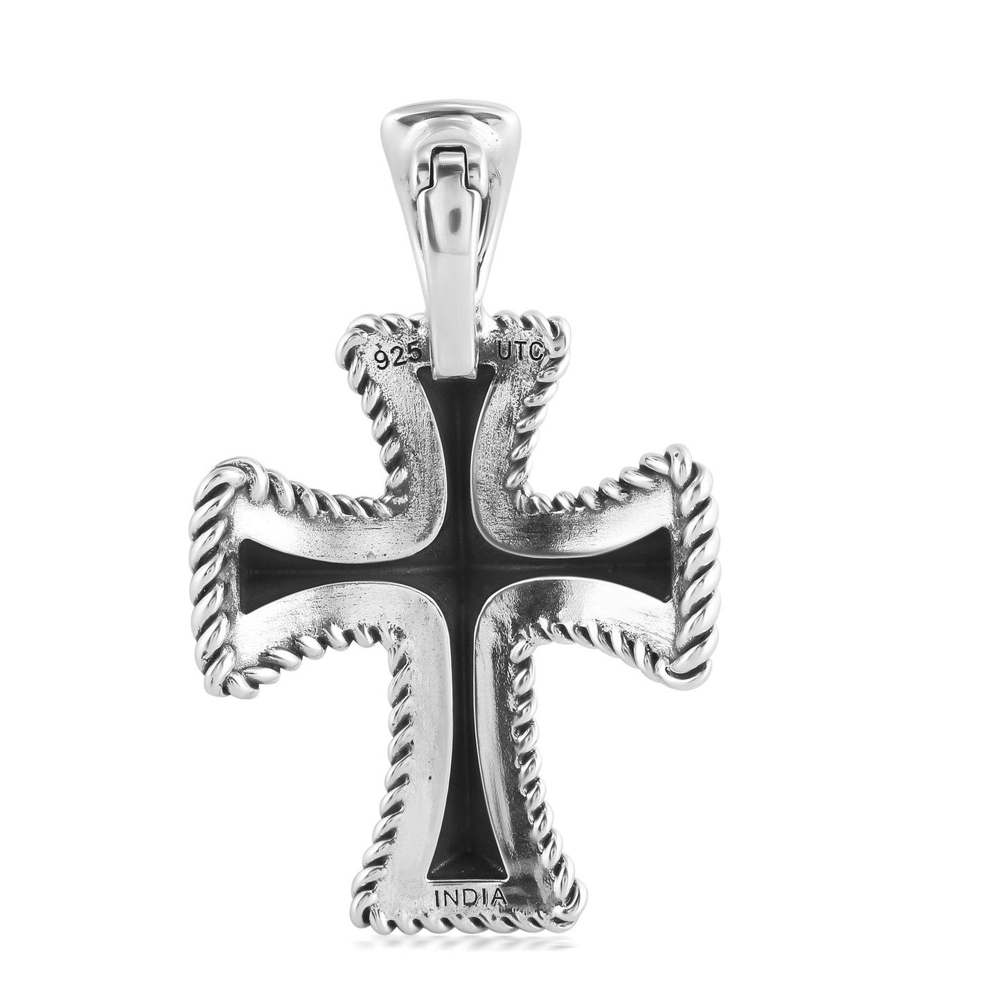 EXCLUSIVELY OURS! Sterling Silver Textured Cross Pendant Enhancer