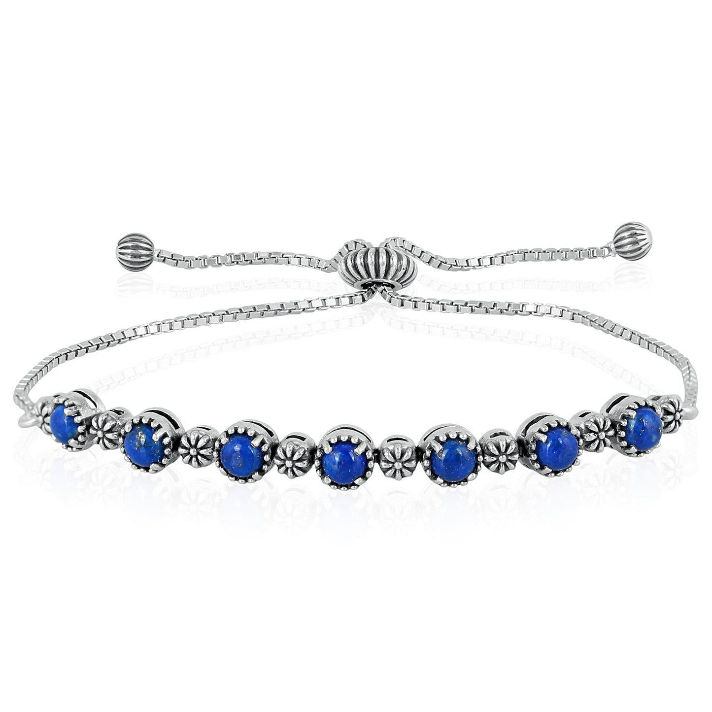 Sterling Silver Lapis Adjustable Friendship Bracelet