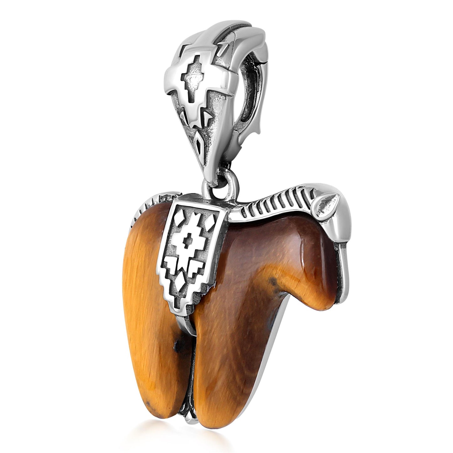 Sterling Silver Tiger's Eye Horse Pendant Enhancer