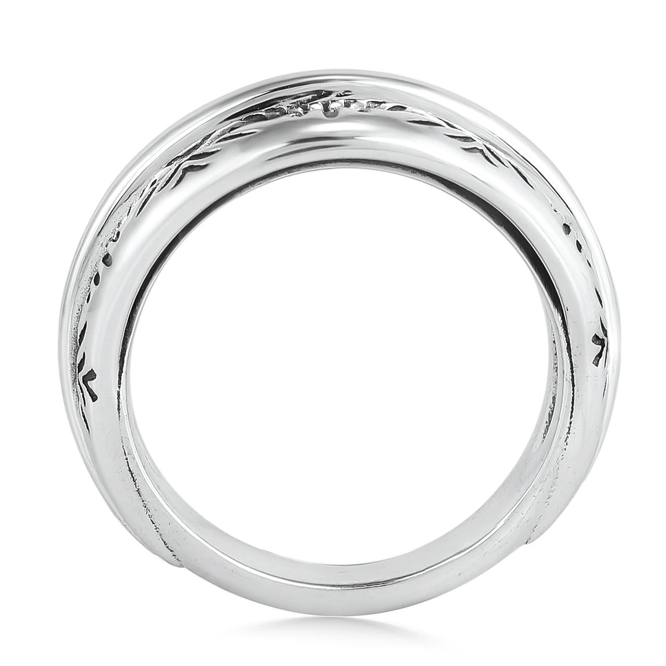 Sterling Silver Etched Fan Tapered Ring