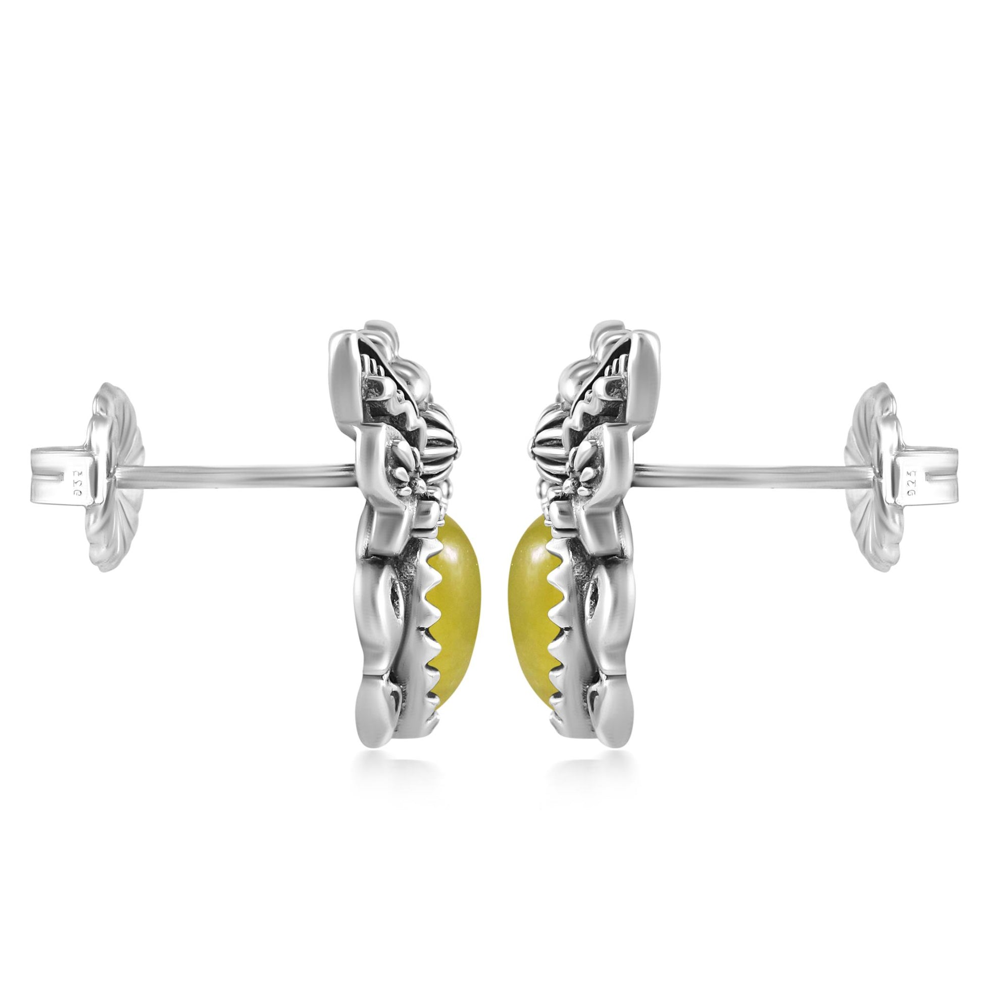 Sterling Silver Yellow Jasper Bumblebee Stud Earrings