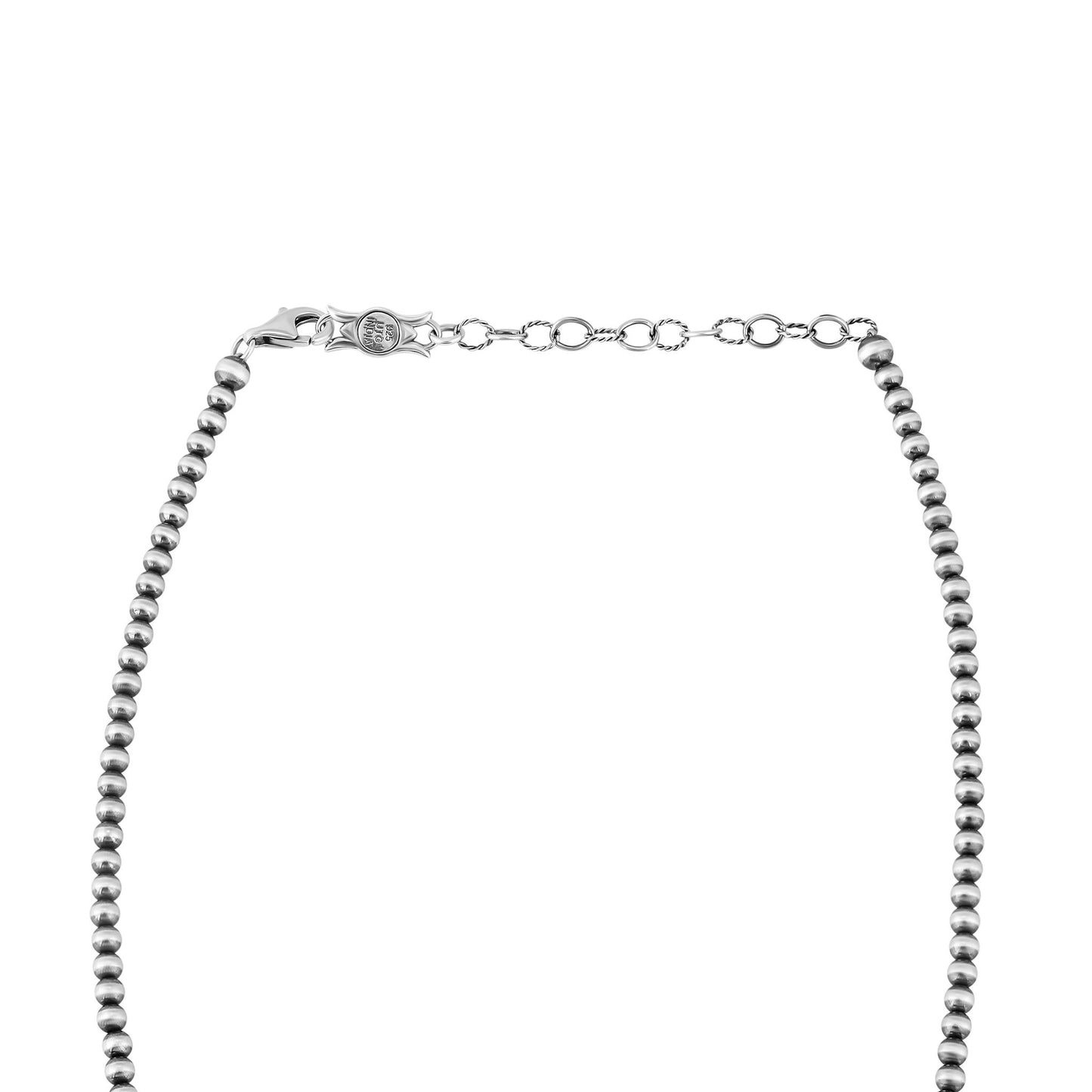 Sterling Silver Rhodonite Beaded Squash Blossom Necklace
