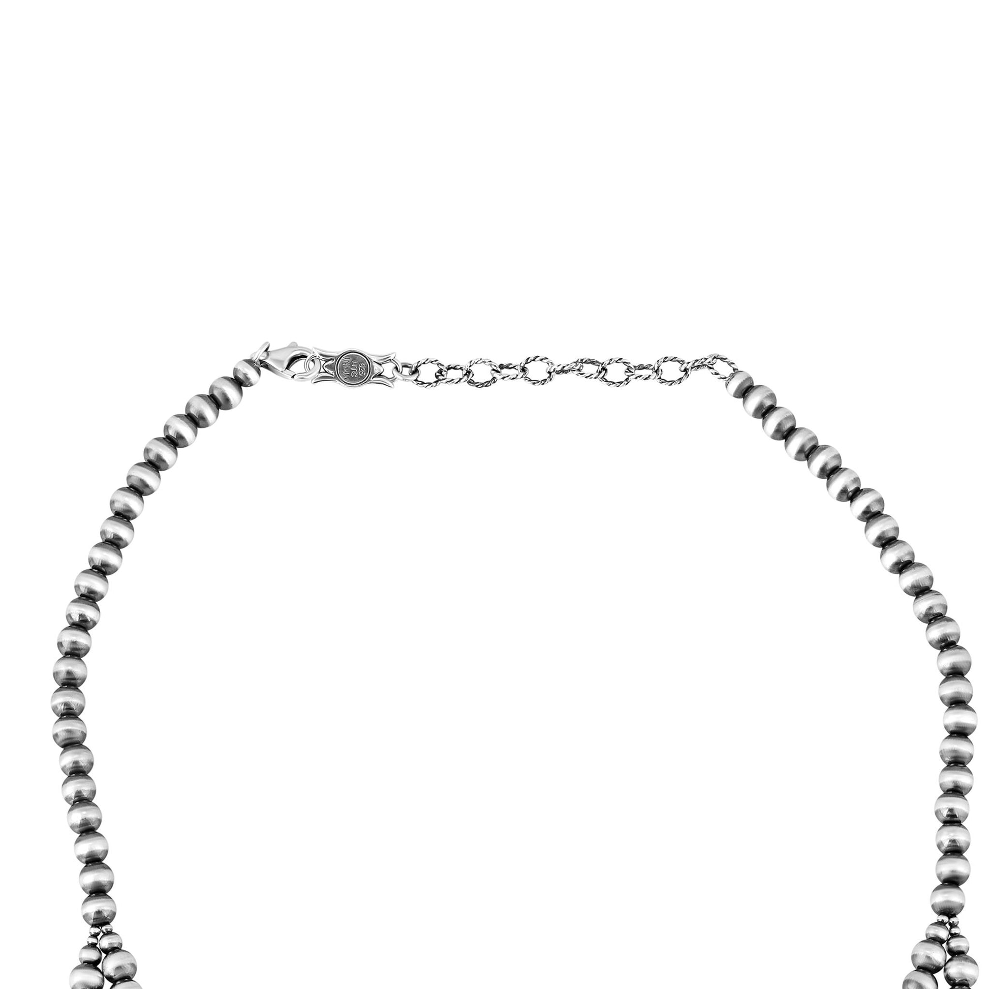 Sterling Silver Denim Lapis Pear-Cut Squash Blossom Necklace
